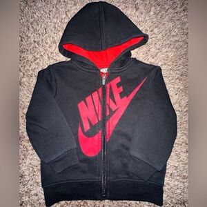 Nike Kids Black and Red Zip-Up Hoodie